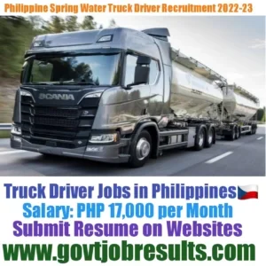 Philippine Spring Water HGV Truck Driver Recruitment